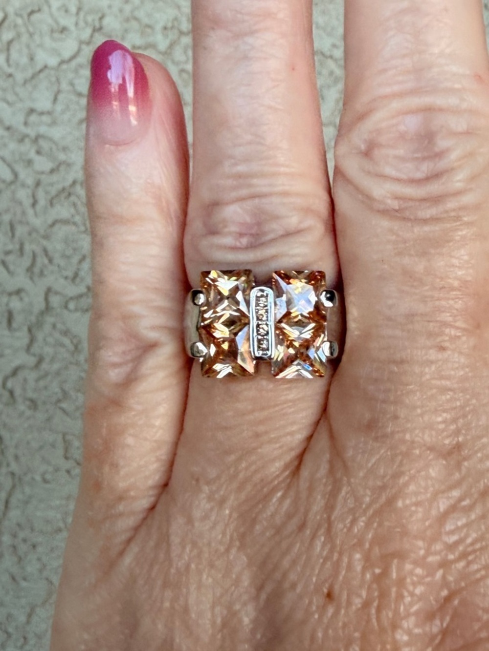 Camille Lucie Sparkling Champagne Crystal Cocktail Ring